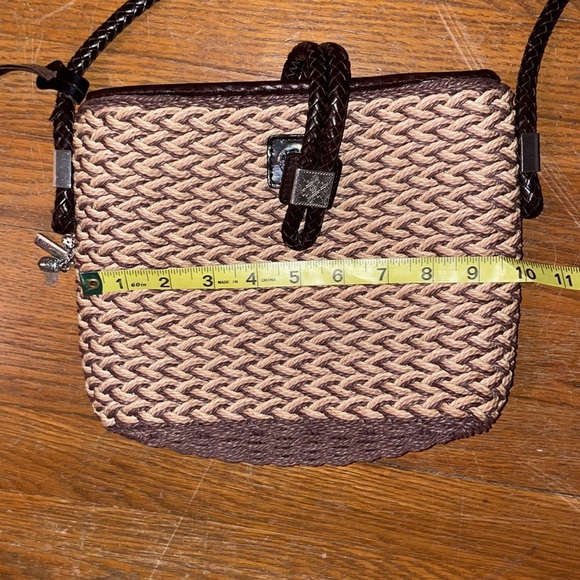 Brighton Woven Crossbody straw wicker leather paisley charm rope braid snap bag - Picture 3 of 12